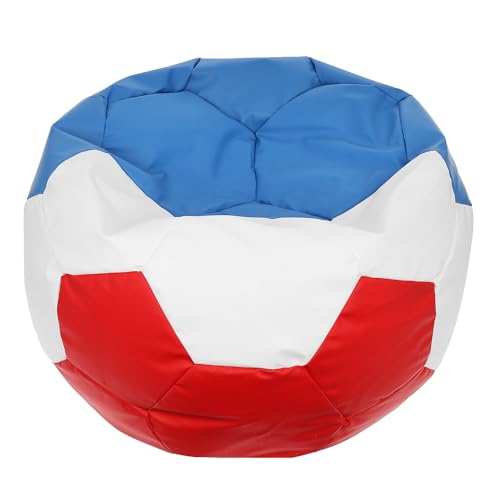 Ecopuf - Puff Fauteuil en forme de balle de football national français en simili cuir Taille L - Pouf avec rembourrage - Pouf fauteuil avec double zip - Dim...