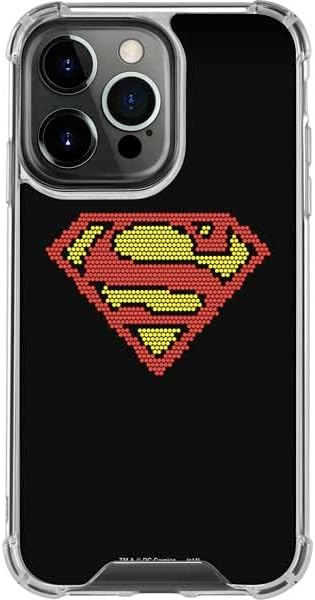 Skinit Clear Phone Case Compatible with iPhone 13 Pro - Officially Licensed DC Comics Superman Comic Pattern Logo in Red Design