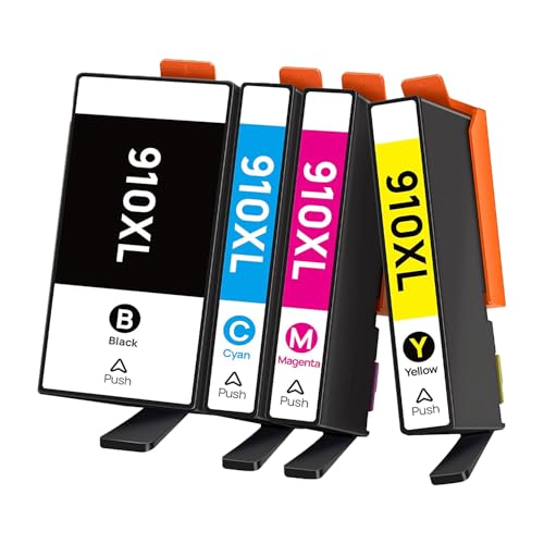 5-Star Compatible Ink Replacement for 910XL Cartridges. Works with HP OfficeJet Pro 8035e 8025e 8025 Inkjet Printer. 4 Pack Black, Cyan, Magenta, Yellow