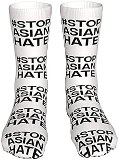 883 Compression Socks Stop Asian Hate Asian Lives Matter Sports Socks Comfort Crew Socks Breathable Calf Socks For Jogging Trekking Walking 40cm