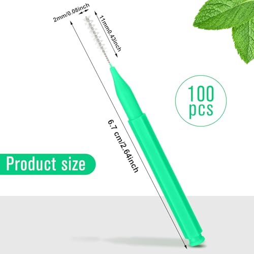 Image of Patelai 100 Pcs Braces Dental Brushes,Green,Adorable Size | Interdental Toothpick Bristle Dental Picks for Cleaner Tooth Flossing Head Oral Hygiene Flosser Toothpick Cleaners Tooth Tool