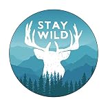 JUNTAIY Elastic Tablecloth, Adventure Decorative Fabric Table Cover for, Wilderness Themed Stay Wild Quote Mountain, Fit Round Tables 23inch Diameter, Buffet Table, Parties, Holiday Dinner