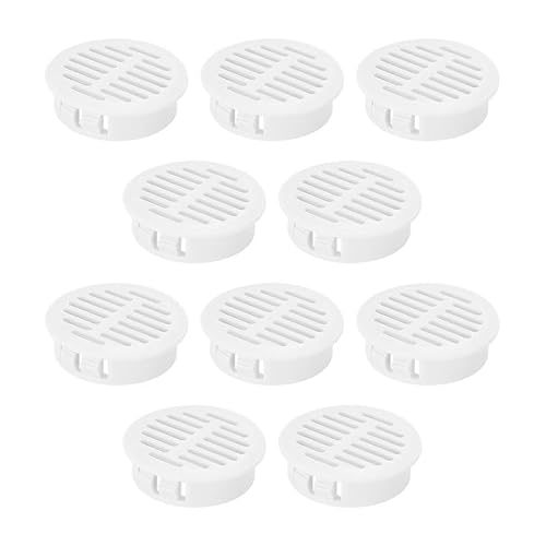 10Pcs Round Soffit Vent 50mm (2 inch) White, Plastic Ventilation Grille Home Office for Bathroom Kitchen Cabinet Wardrobe Blind
