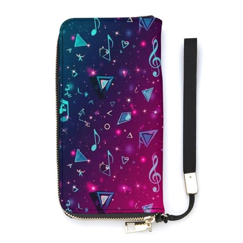FOSKERV Adult Novelty Wallets for Men Women, Unisex Versatile Long Clutch Wallet Card Holder Purse for Holidays, Daily Use, Commuting, Galaxy Music Notes
