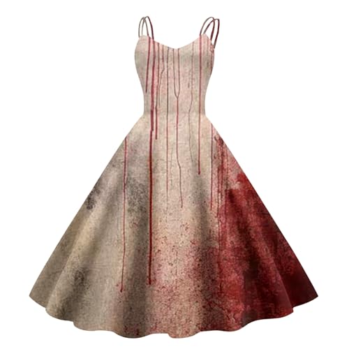 Robe longue Halloween femme à bretelles vêtement de fête imprimé