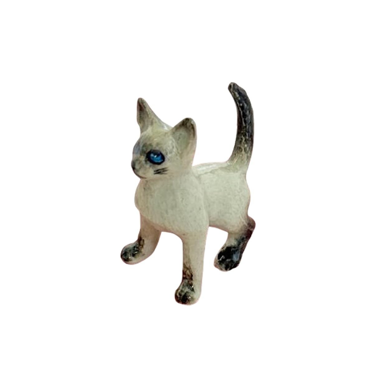 Luck Trader Hand Painted Porcelain Siamese Cat Kitten Miniature Figurine Ornament
