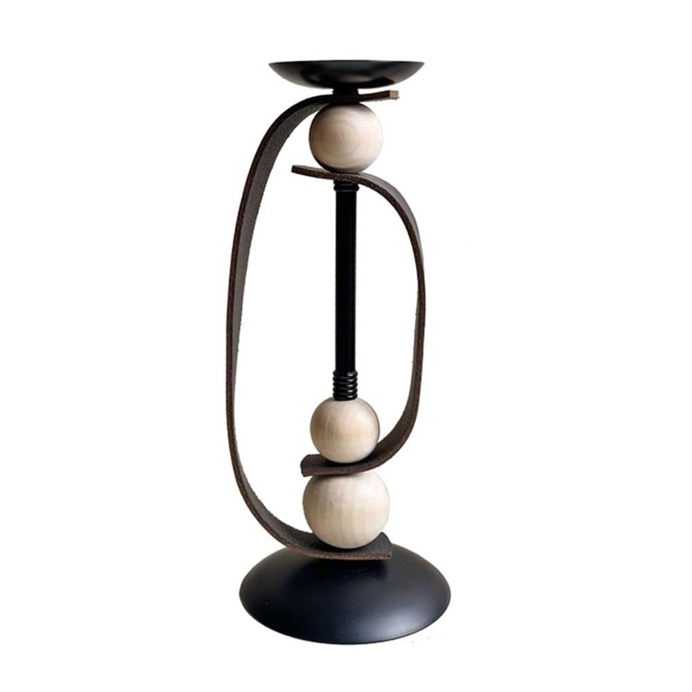 Candlestick Holder Black Metal Decorative Candle Holder Home Art Accent for Dining Tables Cafes Candlelit Dinners(Large)