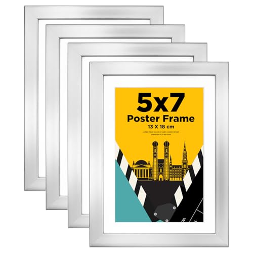 Egofine 13x18cm Marcos De Fotos Juego De 4 En Compuesto De Madera Robusta Con Vidrio Real - Horizontal O Vertical Para Colgar En La Pared O Decoraciones De Mesa - Plata Egofine 13x18cm Marcos De Fotos Juego De 4 En Compuesto De Madera Robusta Con Vidrio Real - Horizontal O Vertical Para Colgar En La Pared O Decoraciones De Mesa - Plata