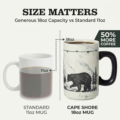 Taza de loza pesada Cape Shore 18oz con diseño de oso miniatura 2
