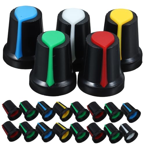 ARTSEWPLY - ARTSEWPLY 50 pièces Potentiomètres Rotary Volume Control Knobs pour Guitare Électrique Kit de Boutons Plastique Colorés Rouge Jaune Blanc Vert Bleu Compatible Audio et Électronique