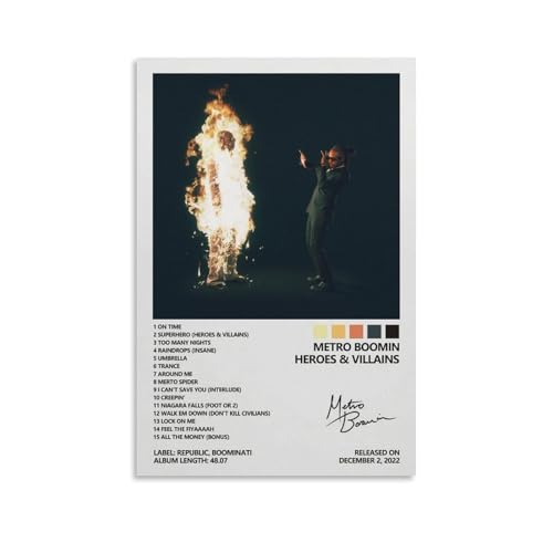 Metro Boomin - Póster de héroes y villanos, estética de habitación, lienzo al óleo, álbum o película, póster para colgar