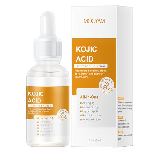 Kojic Acid Turmeric Serum, Hydrating Brightening Serum Dark Spots, Anti Wrinkle Fine Lines Dark Spot Corrector Nourishing Firming Daily Skin Care Serum, Hydrate Dull & Dry Skin 1.05 OZ