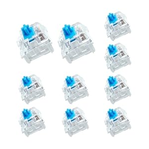 BlingKingdom 10 interruptores azules de repuesto para teclado mecánico azul de 3 pines, tecla precisa y clicky, interruptor de teclado a prueba de polvo para teclado LED, teclado mecánico para juegos