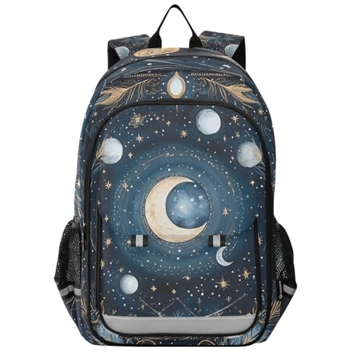 senya Moon Planets Backpack Water-Resistant Bag Lightweight Bookbags with Reflective Strip