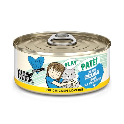 Weruva B.F.F. Play - Best Feline Friend Paté Lovers, Aw Yeah!, Chicken Checkmate with Chicken, 5.5oz Can (Pack of 8)