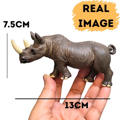 Image of FUNFOB Realistic Rhino Forest Animal Action Figure Toy Width-13cm for Kids & Adults PVC | Animal - Rhi no