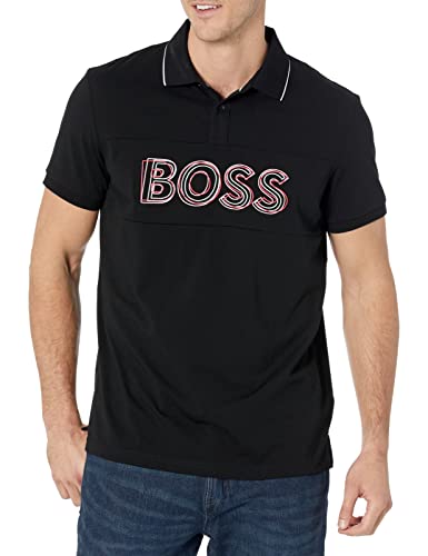 BOSS Modern Center Logo Regular Fit Polo Shirt Black Fog