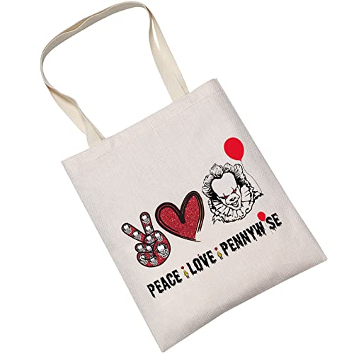 LEVLO Payasos Pennywise bolsa de maquillaje cosmético Pennywise regalo amante paz amor Pennywise bolsa de maquillaje con cremallera bolsa de terror película regalo, Peace Pennywise Bolso, Bolsa de cosméticos