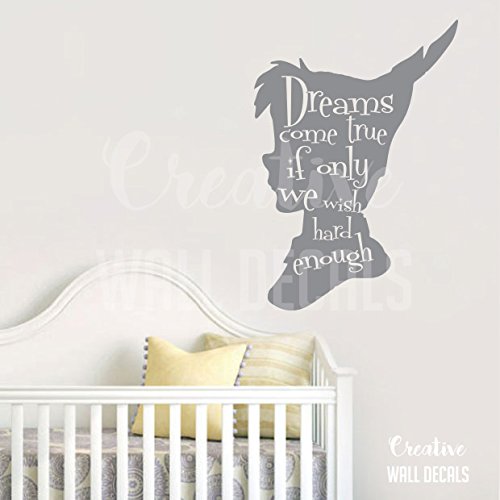 Vinyl Wall Decal Sticker Peter Pan Kids Nursery Dreams Come True Quote r1885