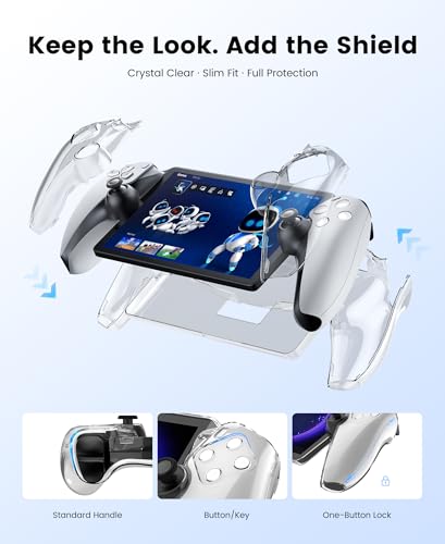 Image of Hard Carrying Shell Case for PlayStation Portal - 5 in 1 Accessories Bundle for PS Portal with Water-Resistant PU Leather - 2 Screen Protector, Clear Skin Case, 4 Thumb Grip Caps, Hard Outer Cover for PS5 Portal Remote Player