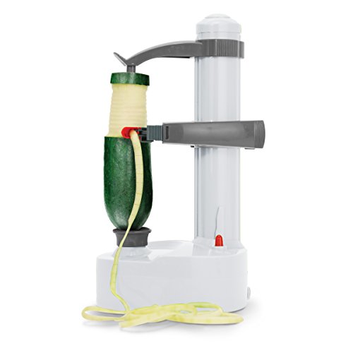 DASH Rapid Electric Potato Peeler Tool + Fruit Skinner with BPA Free Plastic, Auto Shut Off Function, 2 Replacement Blades, Paring Utensil & Recipe Book - White