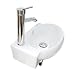 Sliverylake Bathroom Corner Sink Wall Mounted Sink White Porcelain Ceramic Vessel Sink and Faucet Combo