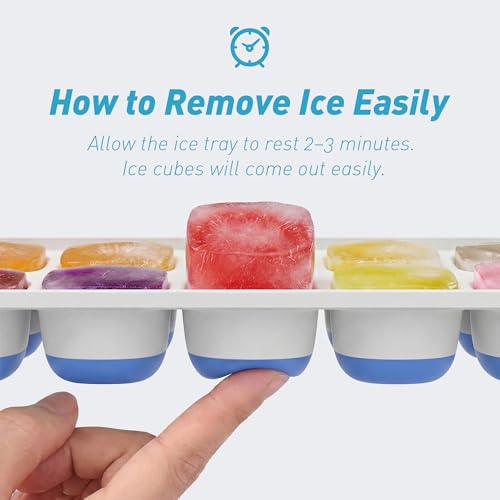 Image of ChefAide Ice Cube Tray with Lid, 4 Packs 56 Cubes Durable Stackable Ice Cube Trays for Freezer with Removable Lids, Easy-Release Plastic & Silicone Ice Tray for Cocktail, Coffee
