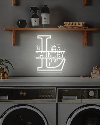 Image of Laundry Neon Sign for Laundry Room Decor, USB Powered Laundry Room LED Neon Light, Dimmable Laundry Sign Acrylic Wall Decor Hanging Home Business Laundry room Bathroom Farmhouse Housewarming Gift