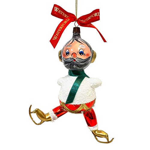 Waterford Holiday Heirlooms Limited Edition 8" Skating Santa Figural Blown Glass Christmas Ornament #TOP4