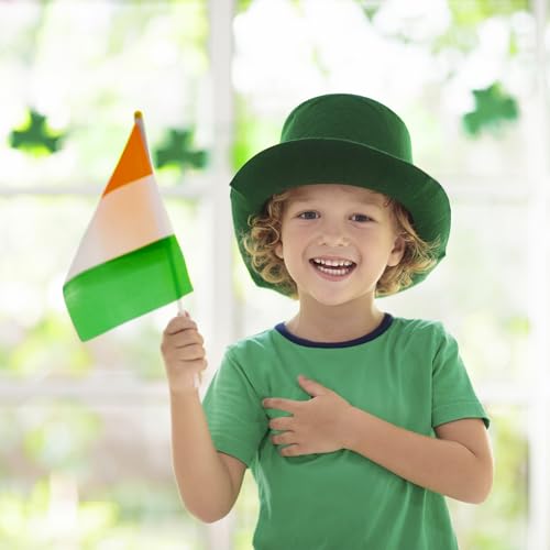 10Pcs Irish St Patricks Day Small Flag Bunting for St Patricks Day Decorations and Accessories, 14x21cm Ireland Mini Handheld Flags Bunting Six Nations Rugby Euro World Cup Football Party - Image 3