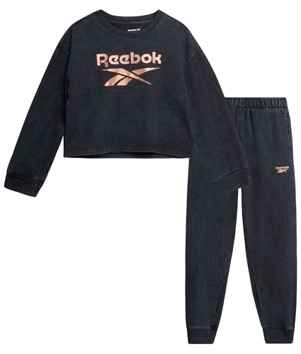 Reebok Girls' Sweatsuit Set - 2 Piece Fleece Hoodie and Jogger Sweatpants (Size 7-12)