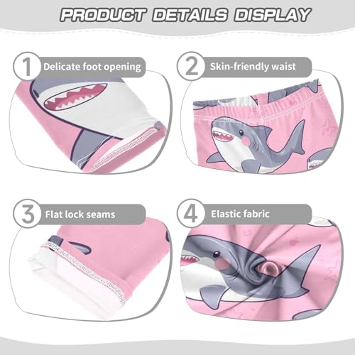 Shark on Pink Girls Leggings,Workout Leggings for Girls Toddler Athletic Legging Size for 3-10T3