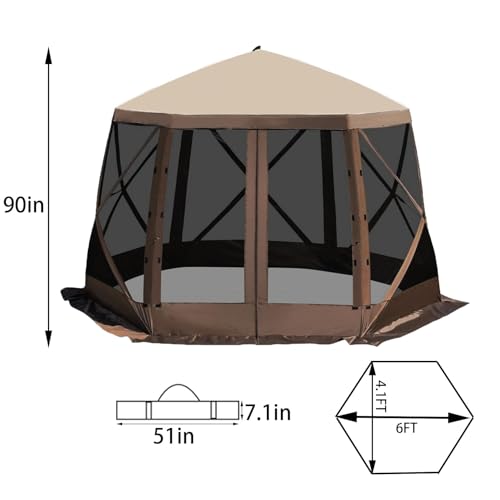 12x12FT Pop Up Gazebo Tent, Pop-Up Canopy Screen Tent with 6 Sided by GarveeTech - Image 6