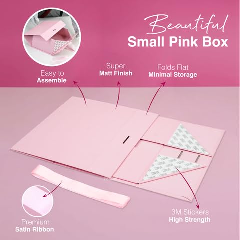 Image of RBS - Foldable Gift Box with Ribbon 23 x 16 x 10cm Gift Box for Packing (1 Pack) Multi-Purpose Gift Boxes for Presents Decorative Hamper Box Return Gift Boxes for Packaging (Pink - S)
