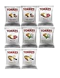 Torres Spanish Papas Fritas Potato Chips 4 Flavor Variety Pack Black Truffle, Mediterranean Herb, Sparkling Wine, Iberico Ham (8)