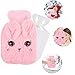 Bouteille eau Chaude avec Housse,bouillotte en tricot,Bouillotte amovible et lavable,Bouteille d'eau chaude encaoutchouc avec Housse tricotée,Les meilleurs cadeaux d'hiver et de Noël (rose)