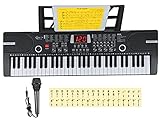 【Multifunktionale Elektronische 61 Tasten e Piano】 Die Keyboard Piano kann an Mobiltelefone, Tablets, Kopfhörer und Lautsprecher angeschlossen werden. Funktionell mit Aufnahme und Wiedergabe, 100 Sounds & 100 Rhythmen & 10 Demo-Songs & 61 Keyboard-Drums & 5 Key-Drums & 5 Tier-Sounds.