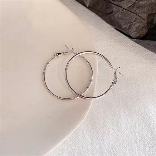 Hoop Earrings for Women 2024 Sterling Silver 30mm Trendy Lightweight Hypoallergenic Earring(H-10002-E2455S-30mm) - Image 3