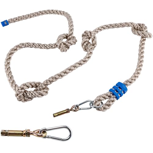 MONT PLEASANT Climbing Rope for Kids 8.2 FT Long with 4 Knotted Steps Playground Accessories Rope Swing for Obstacle Course Treehouse Swingset Accessories Training for Kids OutdoorGrey