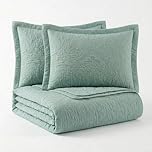 StylemyBedroom Ultrasonic Floral Bedspread Set - Soft Microfiber Quilted Coverlet for All Seasons - Includes Matching Pillow Shams (Green, King (U.K. Standard))