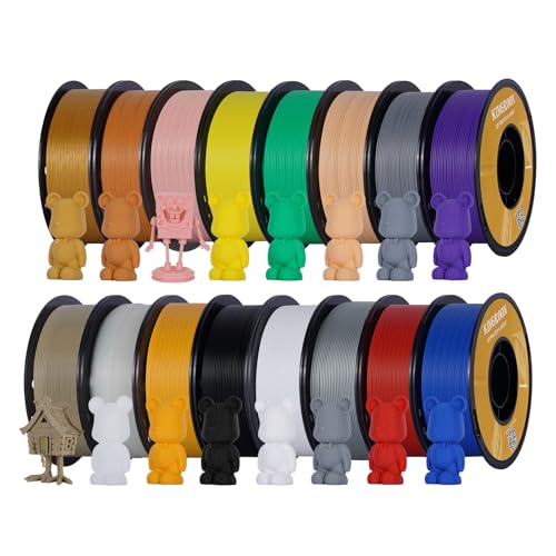 Image of Kingroon PLA 3D Printer Filament Bundle, 16 Rolls, Dimensional Accuracy + /- 0.02 mm, 16kg Spool(35.2lbs), 1.75 mm 16 Colors
