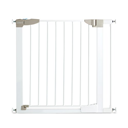 Munchkin Lindam Stair Gate, Sure Shut Orto Toddler & Baby Gate, Stair Gate Pressure Fit Baby or Dog Gate, Baby Safety Gate for Stairs & Doorways, Easy Install No-Screws Child Gate, 82-89cm, White