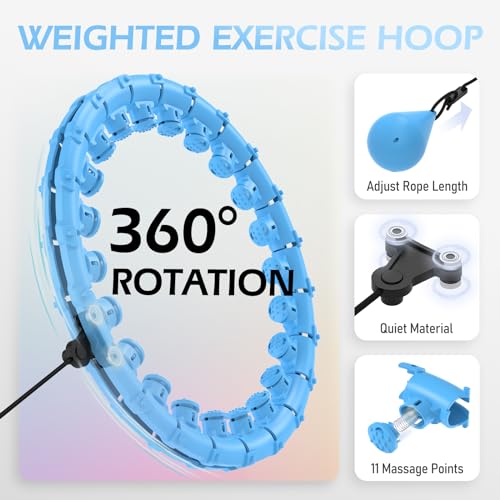 JLoibao Weighted Hula Circle for Adults Weight Loss, Infinity Fitness Hoop Plus Size 51 Inch, Includ