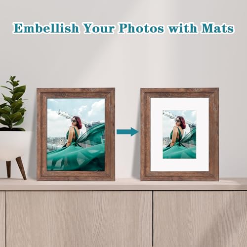 ZBEIVAN 8x10 White Picture Mats with Core Bevel Cut Frame Mattes for 5x7 Pictures - Pack of 5