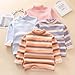 Girls Boys Mock Neck Tops Long Sleeve Shirts Kids Fleece T-Shirt Striped Base Layer Top Undershirts for 2-8 Years Purple