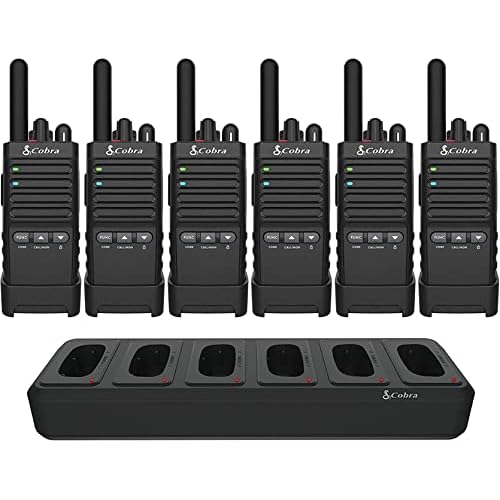 Cobra PX650 BCH6 – Professional/Business Walkie Talkies – Rechargeable, 300,000 sq. ft/25 Floor Range, Dust Protected and Splashproof (IP54 rating), Two-Way Radio Set (6-Pack)