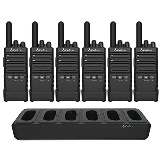 Cobra PX650 BCH6 - Professional/Business Walkie Talkies for Adults - Rechargeable, 300,000 sq. ft/25 Floor Range Two-Way Radio Set (6-Pack), Black