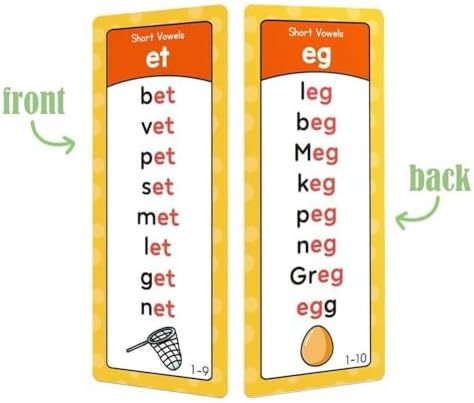 Phonics Flash Cards for Kids 60 Double-Sided Learning Card Educational Letters Digraphs Blends Words Colourful Early Reading Vocabulary Games - 5