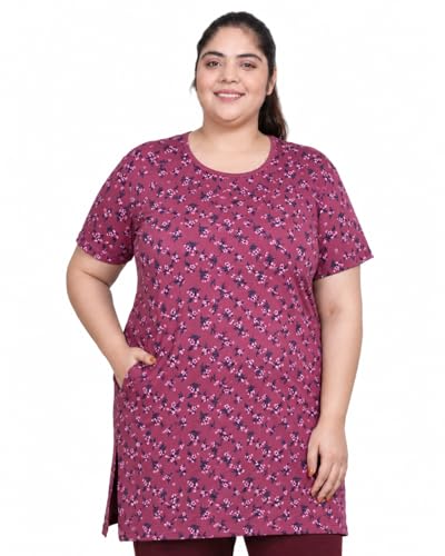Image of In Love Women's All-Over Printed Cotton Plus Size Longline T-Shirt with Pockets