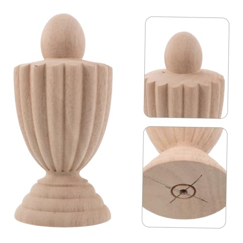 LOORGVEL Unfinished Wooden Finial Topper for Staircase Posts Bed Frames Decorative Wood Post Finials French Wedding Style Indoor Home Decor Elegant Craft